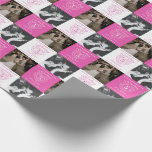 5th pink tourmaline Wedding Anniversary 2 photos Wrapping Paper<br><div class="desc">Pink tourmaline wedding celebrating 5 years of love anniversary add your own two photo wrapping gift paper. Celebrating 5 years of love, a simple heart stone effect line art graphic color personalized wrap. Customize with your own choice of names or relations, to photos of the happy couple now and then...</div>