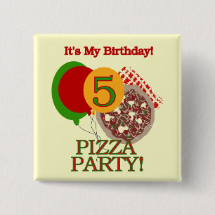5th Pizza Party Birthday Tshirts and Gifts Button