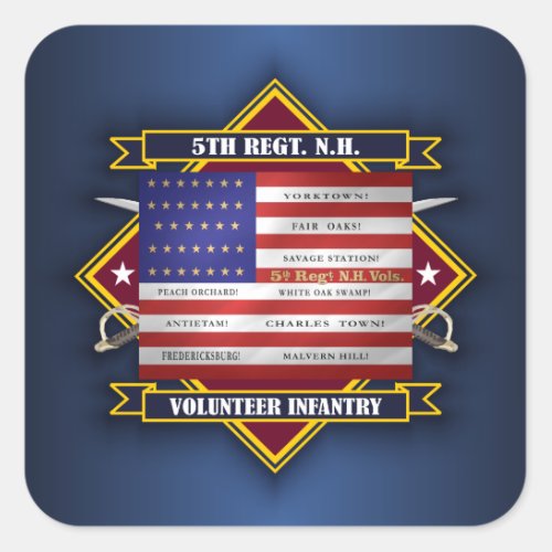 5th Regiment New Hampshire Volunteers Square Sticker