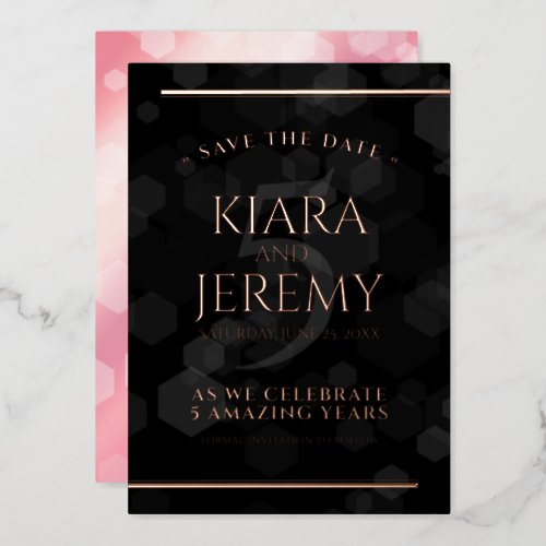 5th Rose Quartz Wedding Anniversary Save the Date Foil Invitation