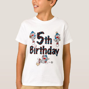 5th Sock Monkey Baseball Birthday T-Shirt
