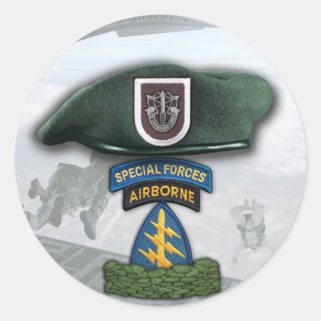 5th Special forces Green Berets veterans flash Sti Classic Round Sticker (Front)