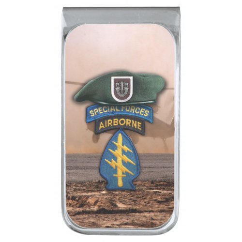 5th special forces green berets veterans vets silver finish money clip