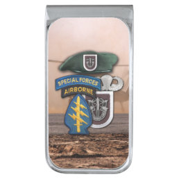 5th special forces green berets veterans vets silver finish money clip