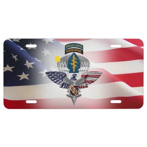 5th Special Forces Group A with American Flag License Plate