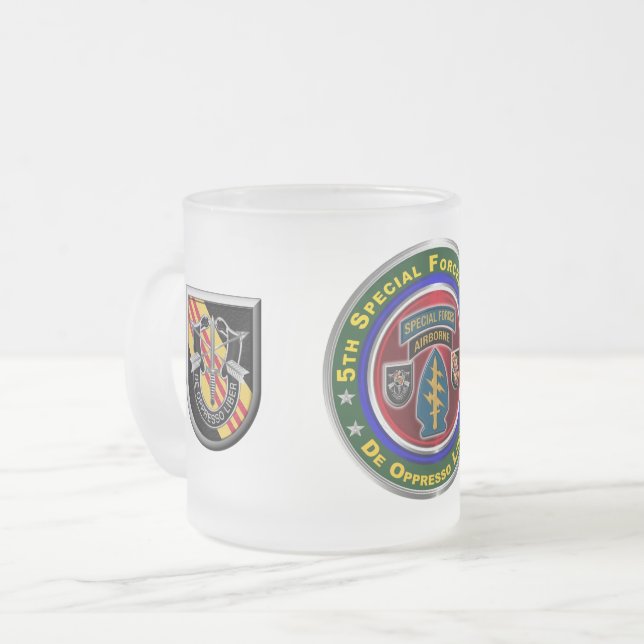 5th Special Forces Group Airborne  Frosted Glass Coffee Mug (Front Left)