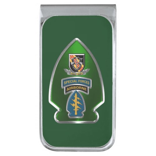 5th  Special Forces Group Airborne  Silver Finish Money Clip