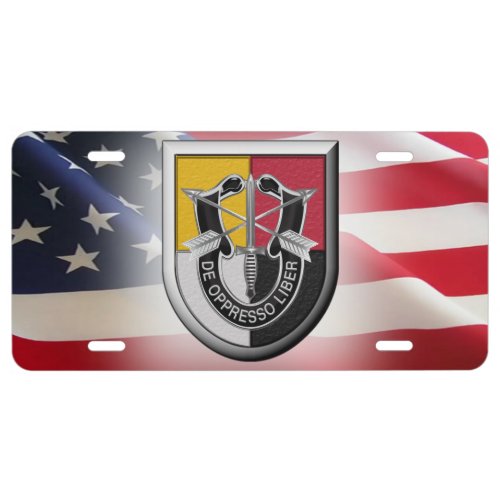 5th Special Forces Group Airborne with USA Flag License Plate