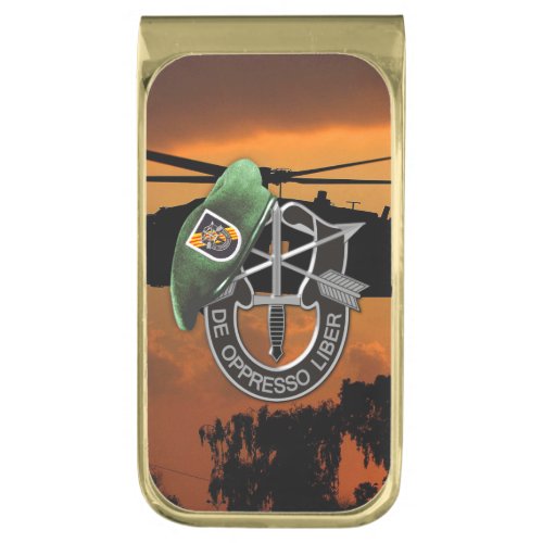 5th Special Forces Group Green Berets  Gold Finish Money Clip