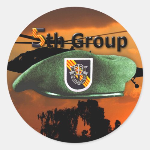 5th Special Forces Group Green Berets SF SFG Classic Round Sticker