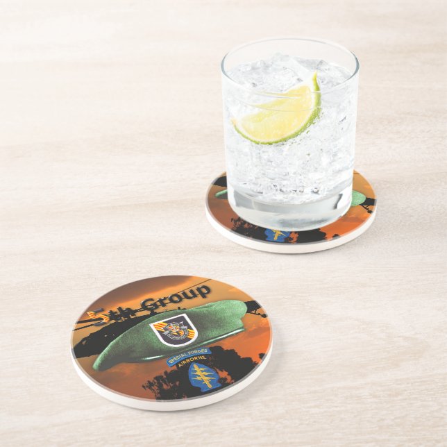 5th Special Forces Group Green Berets SF SFG Drink Coaster (Side)