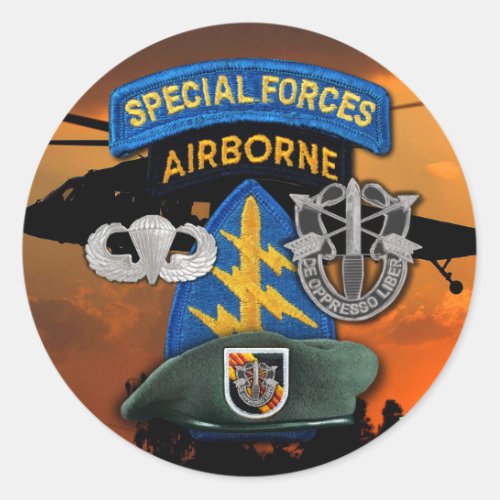 5th Special Forces Group Green Berets SF SFGA Classic Round Sticker