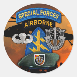 5th Special Forces Group Green Berets SF SFGA Classic Round Sticker