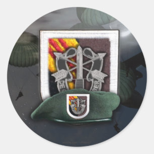 5th Special Forces Group Green Berets SF Veterans Classic Round Sticker
