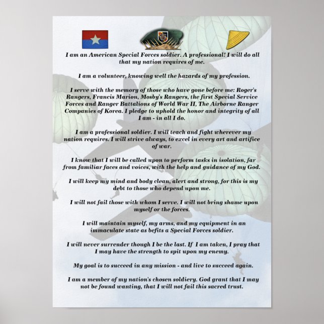 5th Special Forces Group Green Berets SFG SF Poster (Front)