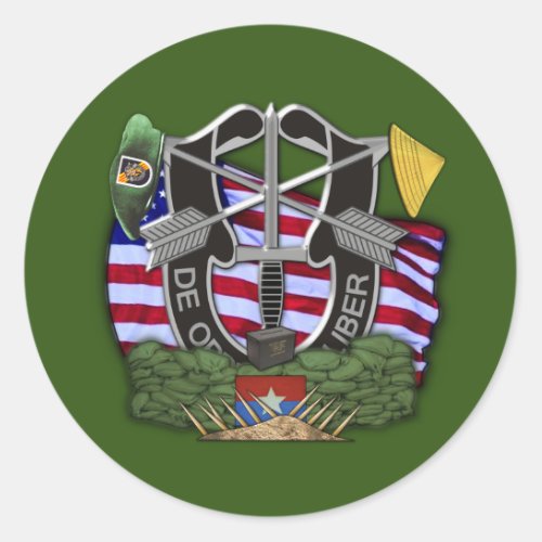 5th Special Forces Group Green Berets Vietnam  Classic Round Sticker