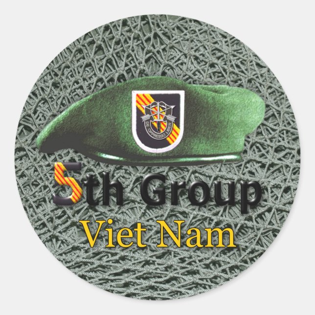 5th Special Forces Group Green Berets Vietnam War  Classic Round Sticker (Front)