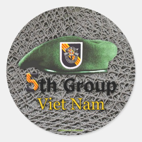 5th Special Forces Group Green Berets Vietnam War Classic Round Sticker