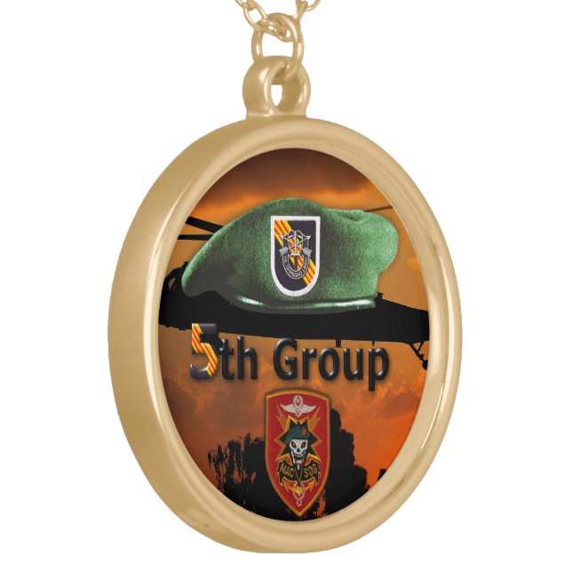 5th Special Forces Group MACVSOG Vietnam War Gold Plated Necklace (Front Left)