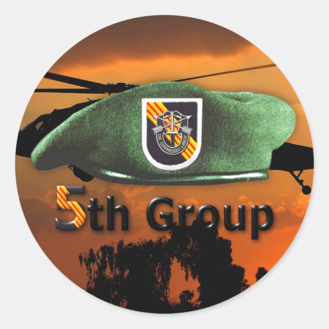 5th Special Forces Group SFG SF Veterans LRRP Classic Round Sticker (Front)