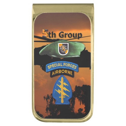 5th Special Forces Group SFG SF Veterans LRRP Gold Finish Money Clip