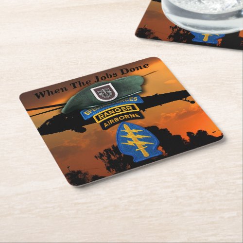 5th Special Forces SF SFG Rangers Green Berets Square Paper Coaster