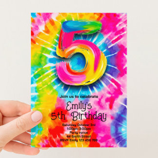 5th Tie Dye Birthday Invitation