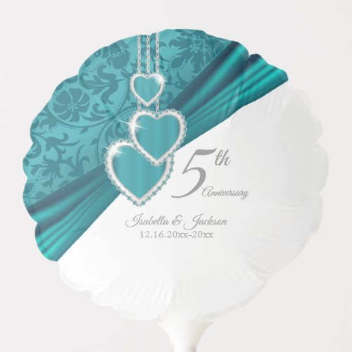 5th Turquoise Wedding Anniversary Balloon