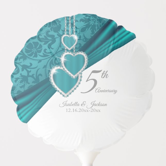 5th Turquoise Wedding Anniversary Balloon (Front)