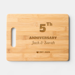 5th Wedding Anniversary Custom Couple Name Engraved Cutting Board