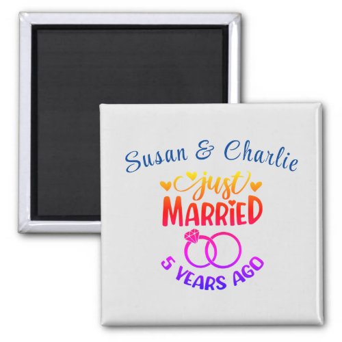 5th Wedding Anniversary Custom Names Magnet