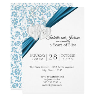 5th Wedding Anniversary Design - Blue Invitation