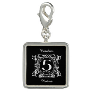 5th wedding anniversary distressed crest charm
