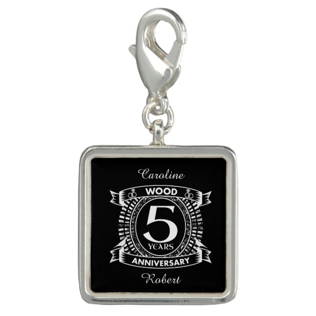 5th wedding anniversary distressed crest charm (Front)