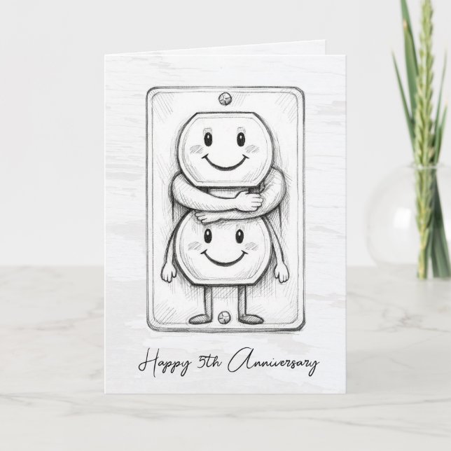 5th Wedding Anniversary Electrical Socket  Card (Front)