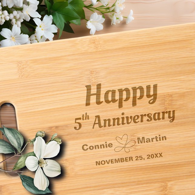 5th Wedding Anniversary Elegant Engraved Cutting Board (Creator Uploaded)