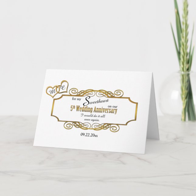 5th Wedding Anniversary for My Sweetheart Card (Front)