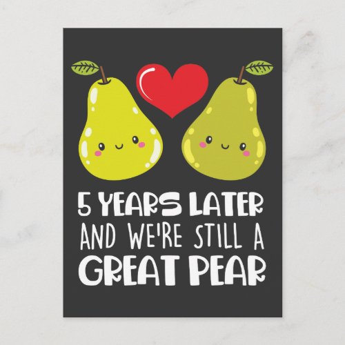 5th Wedding Anniversary Gift Married Couple Pear Postcard