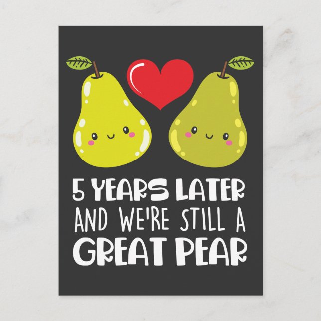 5th Wedding Anniversary Gift Married Couple Pear Postcard (Front)