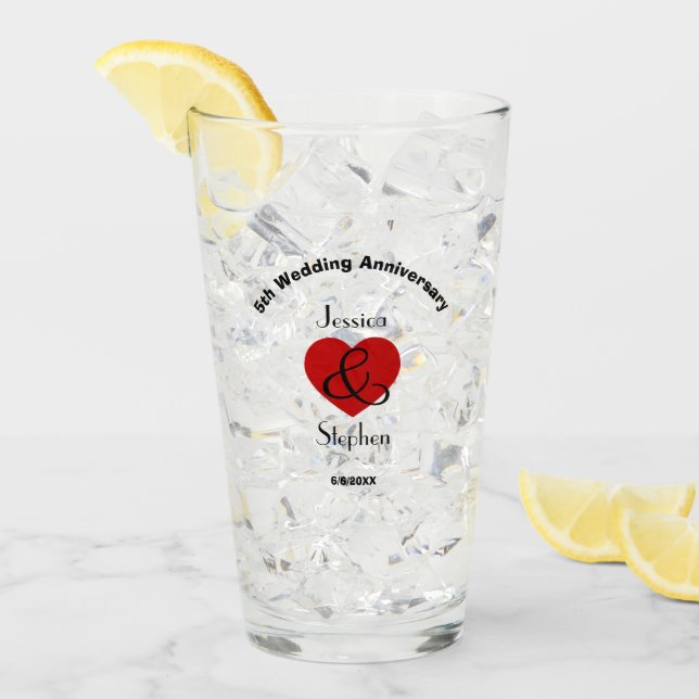 5th Wedding Anniversary Gift Personalized Glass (Front Ice)