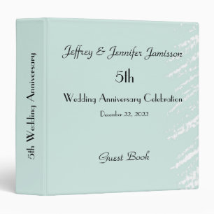 5th Wedding Anniversary Guest Book, Blue & White Binder