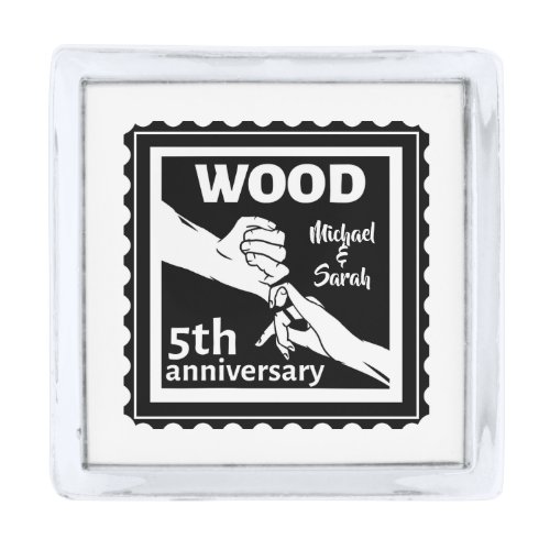 5th Wedding anniversary holding hands traditional Silver Finish Lapel Pin