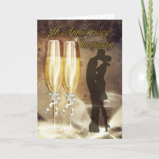 5th Wedding Anniversary Invitation Card - Champagn