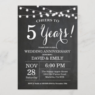 5th Wedding Anniversary Invitation Chalkboard