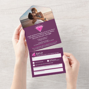 5th wedding anniversary party pink tourmaline gem all in one invitation