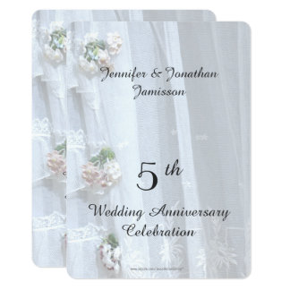 5th Wedding Anniversary Party, Vintage Lace Invitation
