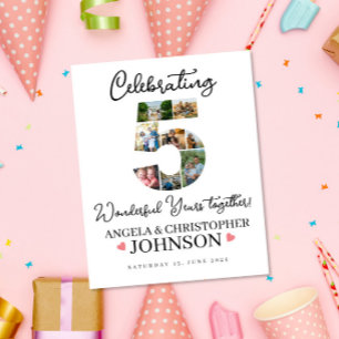 5th Wedding Anniversary Photo Collage Welcome Sign