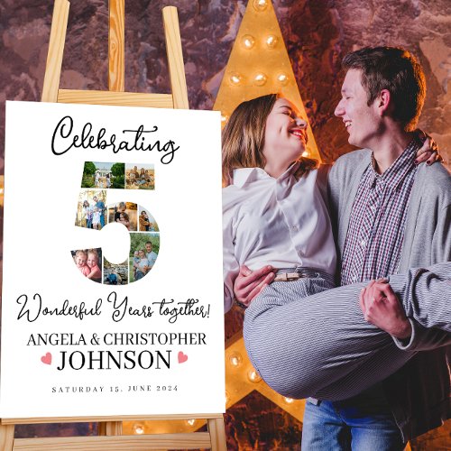5th Wedding Anniversary Photo Collage Welcome Sign