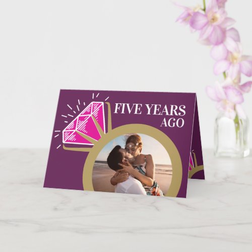 5th wedding anniversary pink tourmaline ring photo card
