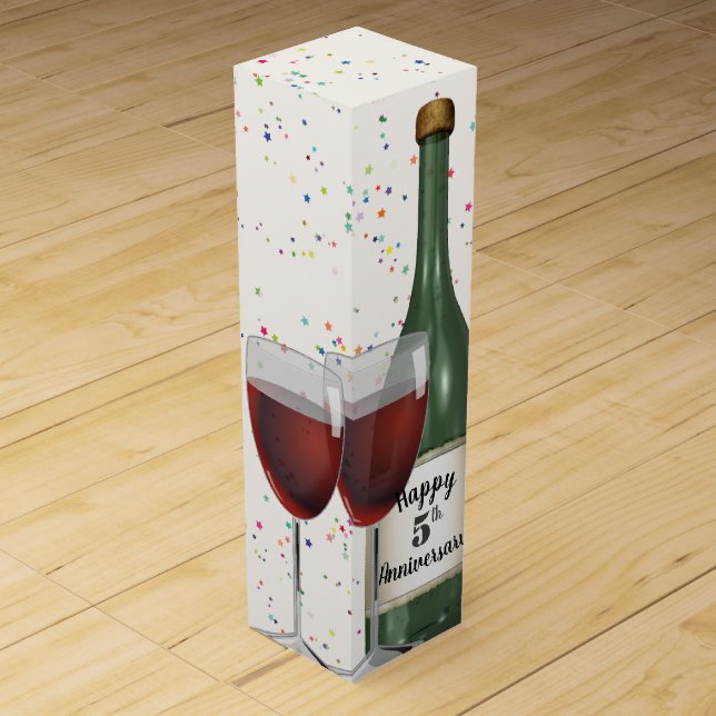 5th Wedding Anniversary Wine Bottle   Wine Box (Front)